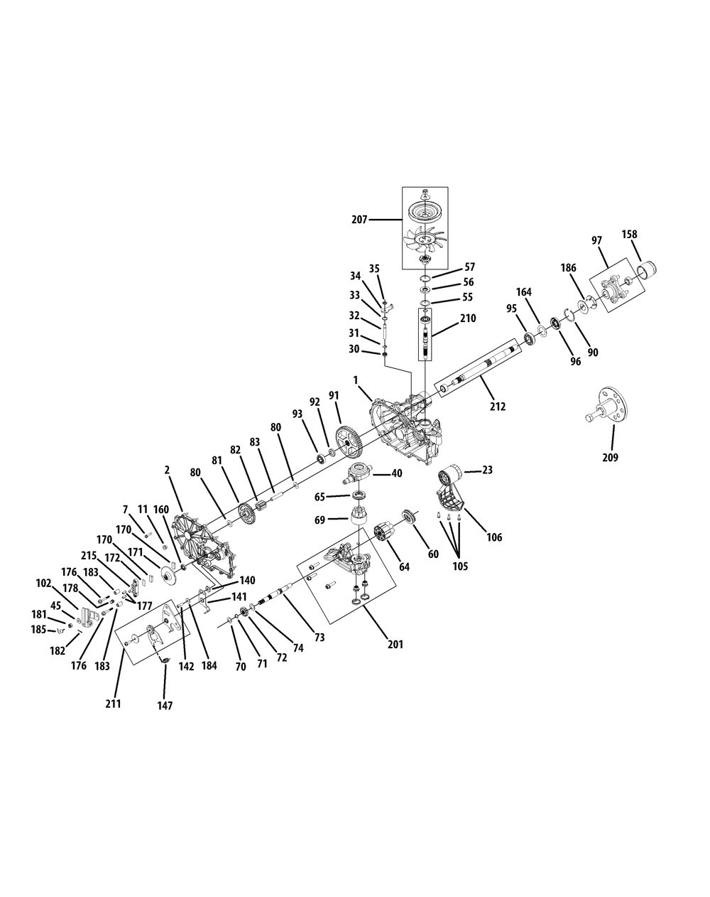 Transmission Lh 618-05127a Diagram and Parts List for Z-FORCESZ48 (17AIDGHB-17AIDGHB010)(2015) Cub Cadet Lawn Tractor